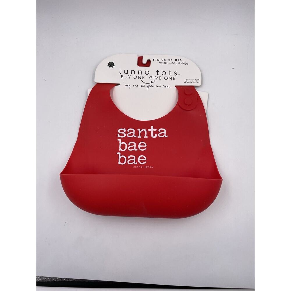 Bella Tunno Tots Silicone Pocket Baby Bib Santa Bae Bae Holiday Xmas
